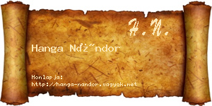 Hanga Nándor névjegykártya